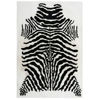 Kayoom Hochflorteppich Zebra  (Weiß/Schwarz, 230 x 160 cm, 100 % Polyester)