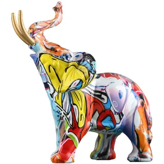 Elefanten-Dekoration, kreative Graffiti-Elefantenfiguren, Kunstharz, bunte Elefantenstatuen, Heimdekoration, Kunst, Elefantenstatue, Schlafzimmer, Büro