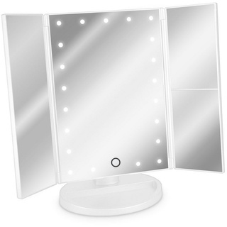 Navaris Kosmetikspiegel Kosmetikspiegel faltbarer Standspiegel - beleuchtet (1-St) weiß 18,00 cm x 7,52 cm