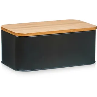 Zeller  Brotkasten mit Bamboo Deckel 31 cm matt schwarz