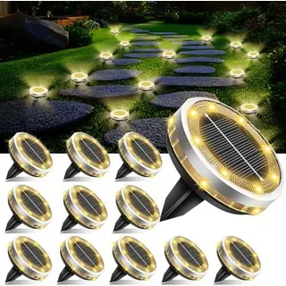 12 Stück IP65 Solar Bodenleuchten Aussen, Upgraded LEDs Solarleuchten Garten, Klein,Solarlampen für Außen Gartenbeleuchtung Garten Rasen Auffahrt