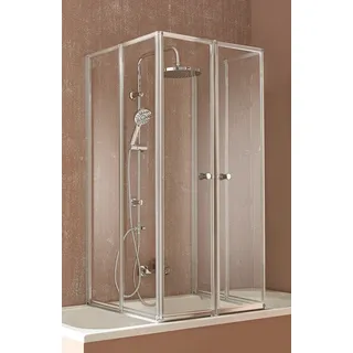 WELLTIME Badewannenaufsatz Summer, Einscheibensicherheitsglas, (6 tlg), Badewannenfaltwand, Glaswand bestehend aus 6 Elementen silberfarben