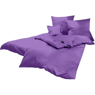 Lorena Uni Classic Bettwäsche Mako Satin Baumwolle einfarbig (violett, 135 cm x 200 cm inkl. 80x80cm Kissen)
