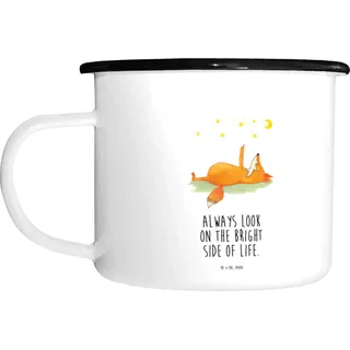 Mr. & Mrs. Panda Haferl Fuchs Sterne - Geschenk, Campingbecher, Optimistisch, Füchse, Teetasse, Große Tasse, Positiv, Mond, Romantik, Camping, Teebecher, Emaille