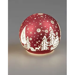 Deko Kugel Licht Rot Gold LED-Licht mit Timer Weihnachtskugel Weihnachten (12 cm stehend)