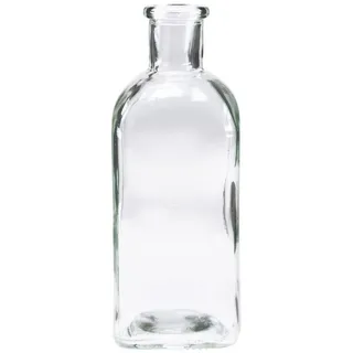 Viana Tischvase Deko Flaschen Eckig Mini Vasen Glas Klar Vintage 7x7x18cm 6er, 6 Stück