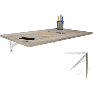 KDR Produktgestaltung Wandklapptisch Schreibtisch Tischplatte 80x50 cm in Eiche astig Klapptisch Esstisch Küchentisch für die Wand Bartisch Stehtisch Wandtisch Tisch klappbar zur Wandmontage