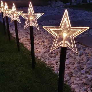 FHS International Lichterkette Kunststoff 0,24 m 5er Set warmweiß mit Timer schwarz