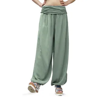 Gloop Damen Pumphose Haremhose Freizeithose Sommerhose Yogapant | Hose in Blumen Muster oder Einfarbig Sarouelhose Haremshose leichte Pumphose Aladin-Hose Sarouelhose - M-L
