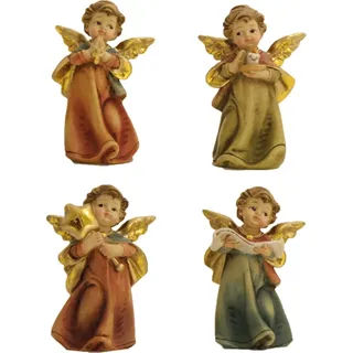 FADEDA 4X Engel stehend/Höhe:9 cm/handbemalt/detailgetreue Krippen Figuren - Weihnachten Tisch Dekoration Krippe Zubehör