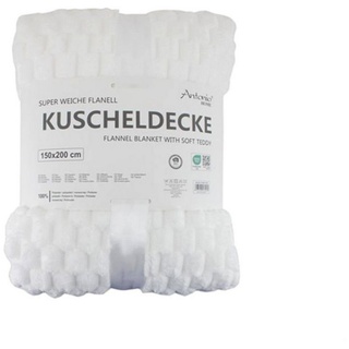 Wohndecke Premium Kuscheldecke » Waffeloptik Wohndecke, Antonio, » Couchdecke Soft Teddy, Tagesdecke 150 x 200 cm weiß