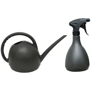 Heimwerkercenter Übertopf MePla - Set Kunstoff Gießkanne Meduza 1,8L + Sprüher 0,7L - anthrazit schwarz