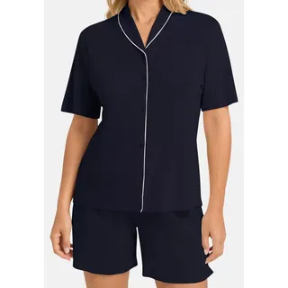 Hanro Pyjama Natural Comfort (Set, 2 tlg) Pyjama - Atmungsaktiv - Zweiteiliges Pyjama-Set mit kurzen Ärmeln blau L