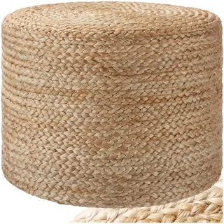 Tectake tectake® handgefertigter Jute Pouf Boho, Hocker rund, Room Decor Möbel, Bodenkissen, Sitzkissen Boden, Pouf Hocker, Polsterhocker, Sitzsack, Sitzhocker, Bodensitzkissen - Cylinder