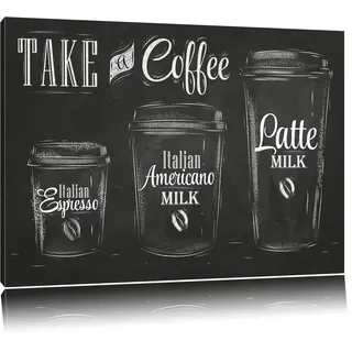 Pixxprint Take a Coffee Kaffee Speziale, Größe: 80x60cm, Leinwandbild, fertig gespannt, Wandbild, Dekoration, Kunstdruck, kein Poster