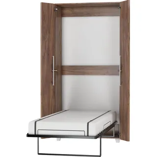 BIM Furniture Wandbett Schrankbett Teddy 90x200 cm Bettschrank, Vertikal Wandklappbett, Schrank mit integriertem Klappbett, Funktionsbett inkl. Lattenrost (Craft Tobaco)