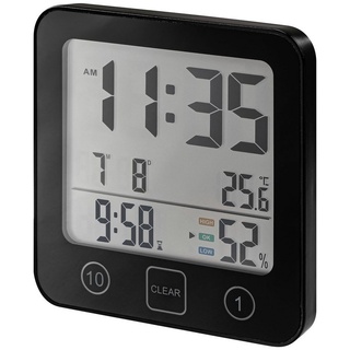 Eieruhr Bad und Küchenuhr mit Timer, Thermo-Hygrometer digital Timer Schwarz I schwarz
