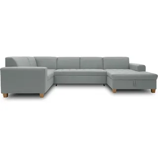 DOMO. collection Wohnlandschaft Sugar, Sofa, Couch, Longchair rechts, Moderne U-Form, 162 x 333 x 199 cm, mintgrün