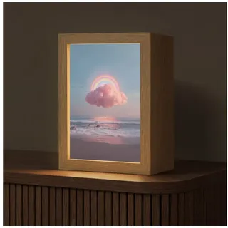 OnlyWow Tischleuchte Lightbox Wolke - Regenbogen - Meer, Dimmbar, Farbwechsel, LED, Warmweiß, Kaltweiß, Neutralweiß Einstellbar, Tischlampe, Schreibtischlampe, Desk, Dimmbar, mit Kabel, LED 15 cm x 8 cm x 20 cm