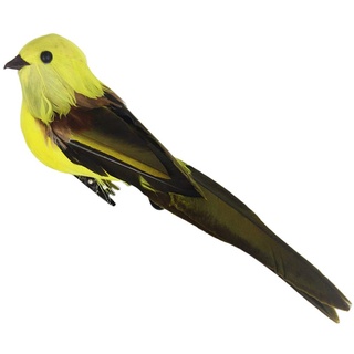 HomeDecTime Deko Schaum Vogel Figur Vögelchen aus Künstliche Feder Dekofigur Dekovögel - Gelb