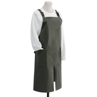BlauCoastal Kochschürze Leinenschürze mit Taschen, Damen Herren Grill Malerei Kochen verstellbare Schürze, Unisex grün
