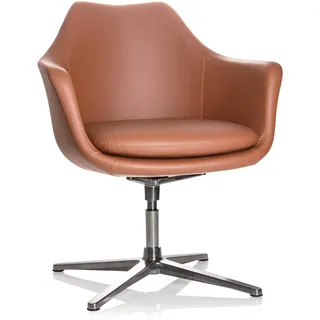 HJH Office Loungesessel ARTEMIA Kunstleder 64 x 56 x 77 cm Braun mit Armlehnen