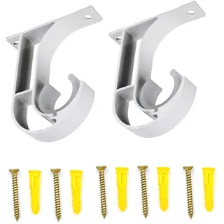 2 Vorhang Halter Gardinenstange Halterung Deckenhalterung aus Aluminiumlegierung Wandhalter Vorhangstangenhalterung Duschschrank Stangenendhalter Schrankstange Kleiderstange mit Schrauben 28mm, Weiß