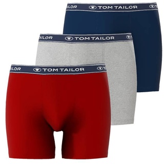 TOM TAILOR Herren Boxershorts, 3er Pack - Buffer, lange Pants, Cotton Stretch Rot/Blau XL