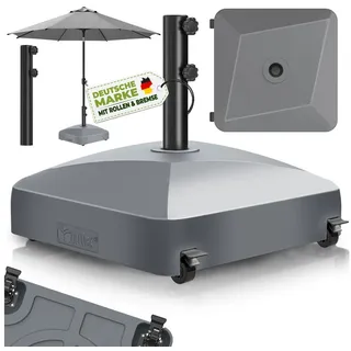 tillvex Sonnenschirm tillvex® Sonnenschirmständer GRAVIA mit Rollen & Bremsen, Schirmständ, & Marktschirm Ø 1,8-3,7m, Ampelschirmständer wetterfest, Schirmständer befüllbar 37 Liter / 56 kg Schirmgewicht Sonnenschirm, Sonnenschirmständer GRAVIA mit Rollen & Bremsen