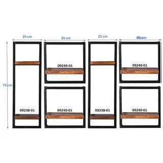TPFLiving Wandregal Louisville - toller Materialmix aus Mangoholz und Altmetall, Wandregal im modernen Industrial Look - natur mit antikschwarz, Produktlinie: Kentucky - Breite: 135 cm, Höhe: 75 cm, Tiefe: 25 cm beige