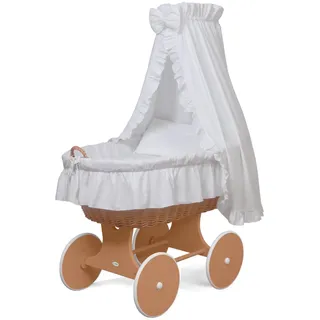 WALDIN Stubenwagen-Set mit Ausstattung,XXL,Bollerwagen,komplett,24 Modelle wählbar,Gestell/Räder lackiert,Stoffe weiß