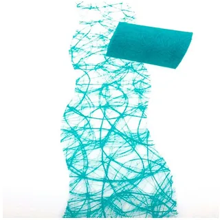 Deko AS Tischläufer Sizoweb Tischband Wellenschnitt türkis ca. 12,5 cm Rolle 25 Meter 64W (1-tlg, 1 Rolle Tischläufer), Strapazierfähig