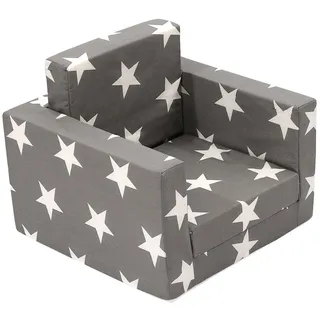 SUN GARDEN Kindersessel LUCA, Grau Weiß Baumwolle Polyester - mit Gästebettfunktion