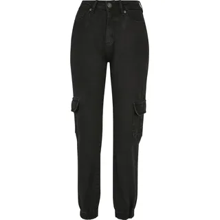 URBAN CLASSICS Organic Stretch Cargo Hochtaillierte Jeans Black Washed 27
