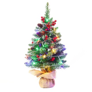 LICHENGTAI 60cm Kleiner Weihnachtsbaum, Künstlicher Tannenbaum Weihnachtsdeko mit Beleuchtung LED Licht Mini Künstlich Weihnachtsbaum Geschmückt Weihnachten Deko für Tisch Schreibtisch Zuhause Büro