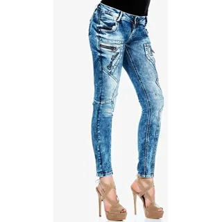 Slim-fit-Jeans CIPO & BAXX Gr. 30, Länge 34, blau Damen Jeans Röhrenjeans mit niedrige Taille in Skinny Fit