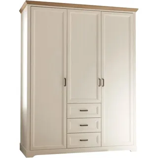 Begabino Drehtürenschrank Jasmin Schrank, Kleiderschrank mit Drehtüren im Landhausstil, Kranzleiste mit farblicher Absetzung weiß