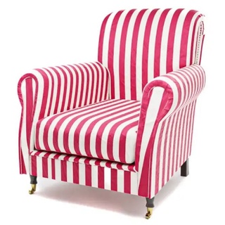 Casa Padrino Luxus Samt Sessel mit Streifen Rot / Weiß / Schwarz / Messing 82 x 91 x H. 94 cm - Wohnzimmer Sessel - Hotel Sessel - Wohnzimmer Möbel - Hotel Möbel - Luxus Möbel - Luxus Einrichtung
