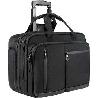 VANKEAN 17.3'' Laptoptasche mit Rollen für Herren,Schwarz