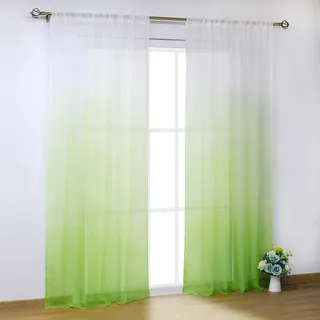 SCHOAL Gardinen mit Tunnelzug Transparente Vorhänge Voile Fensterschal Modern Farbverlauf 1 Stück BxH 140x145cm Grün