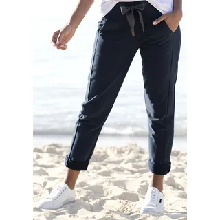ELBSAND Sweathose "Brinja", Damen, Gr. XL (42), N-Gr, blau (marine), angeraute Sweatware, Obermaterial: 95% Baumwolle, 5% Elasthan, unifarben, casual, figurumspielend lang, Hosen, mit Logoprint am Bund und Taschen, Jogginghose, Relaxhose, Topseller