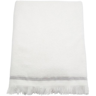 Meraki - Handtuch gestreift, 100 x 180 cm, weiß / grau