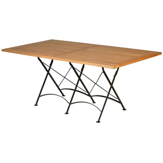 Teak Klapptisch  Bellevue (180 x 90 cm) Klappbar Tisch Metall Holz Garten Balkon