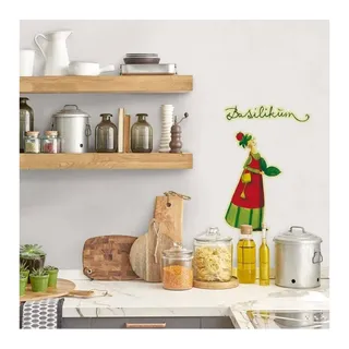 K&L Wall Art Wandtattoo Wandtattoo Leffler Märchen Kräuter Fee Küche Kräuterfrau Basilikum, Wandbild selbstklebend, entfernbar grün 16 cm x 20 cm