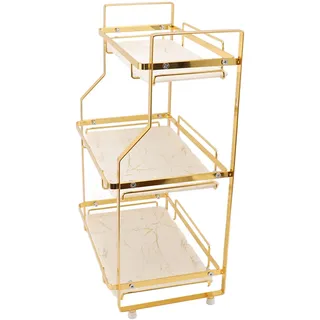 2/3-stöckiger Badezimmer-Eck-Organizer, Badezimmer-Arbeitsplattenregal, Make-up-Organizer Für Den Schminktisch, Parfüm-Tablett, Wandmontierter Eck-Organizer, Standregal Für Wohnzimmer(gold1)
