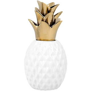 Dekofigur Keramik weiß / gold Ananas 23 cm TYANA