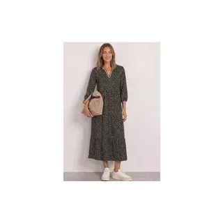 Street One Midikleid mit Split Neck und Print - Braun
