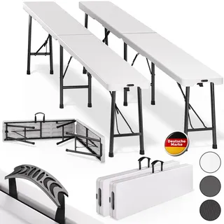 CASARIA Bierzeltbank 183 x 28 x 44 cm weiß klappbar 2 St.