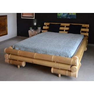 Casa Padrino Luxus Doppelbett Naturfarben 170 x 240 x H. 81 cm - Bambus Bett - Schlafzimmer Möbel - Bambus Möbel - Luxus Möbel - Luxus Einrichtung
