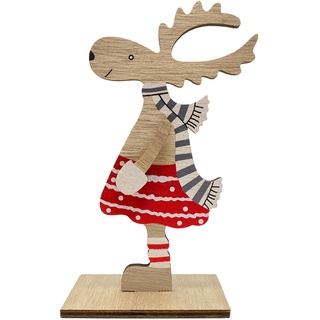 Holz Rentier Elch Aufsteller Weihnachtsdekoration Tischdeko Holz Deko Figur für Weihnachten Weihnachtsdeko